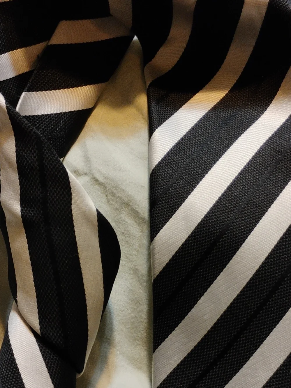 BOSS Black and White Diagonal Stripe Silk Tie
